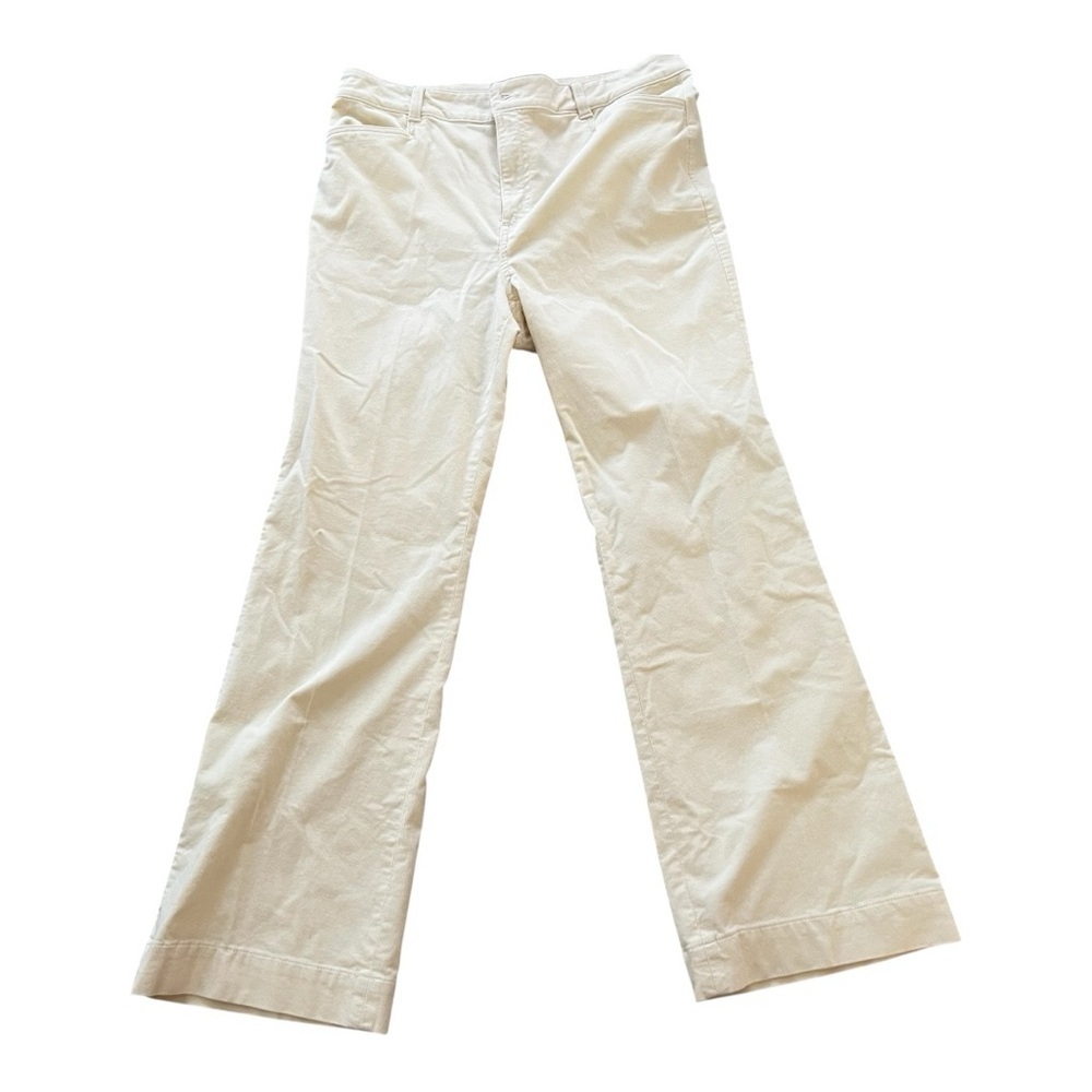 NWT Talbots Cream Corduroy Straight Leg Pants, Size 12